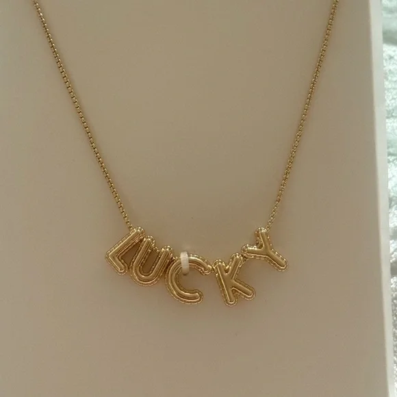 Kate Spade x Target Lucky Letter Charm Necklace 16” + 3” Extender, Gold NEW - Picture 4 of 6